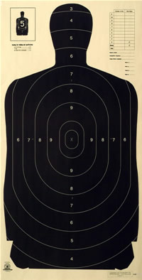 Law Enforcement silhouette target Style Body with Score Rings to the 3 Ring